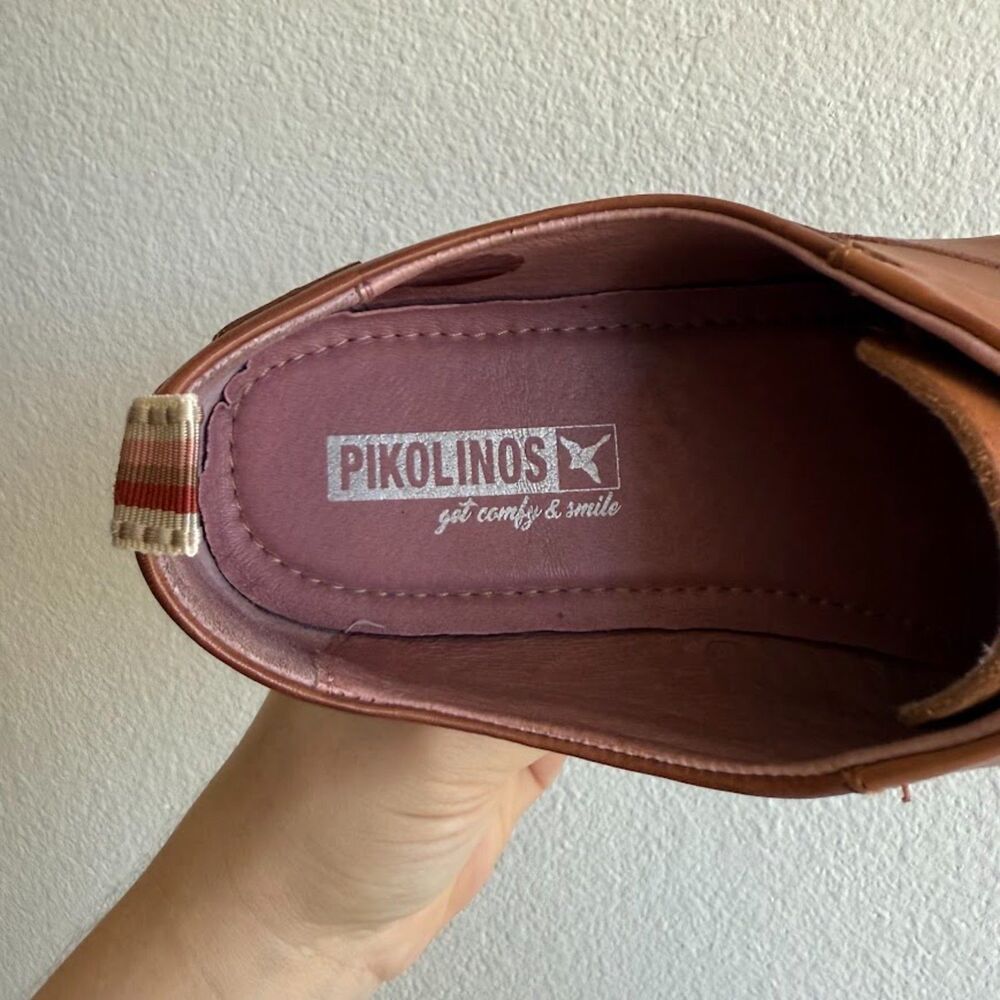 Pikolinos Pyrgos Laceless Slip On Oxford Shoes in Tan Brown Leather size 36 - Picture 11 of 13